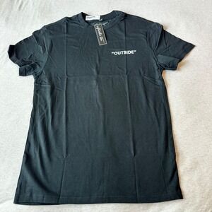 Mister Tee Mens Outside Graphic T-Shirt Black Cotton Streetwear BY001US Size M